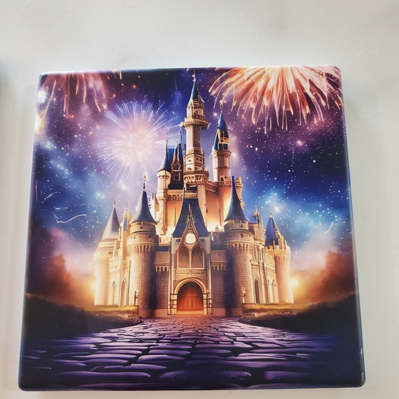 Cinderella Castle & Fireworks 2 Pack Sandstone Coasters - Picture 4 of 7